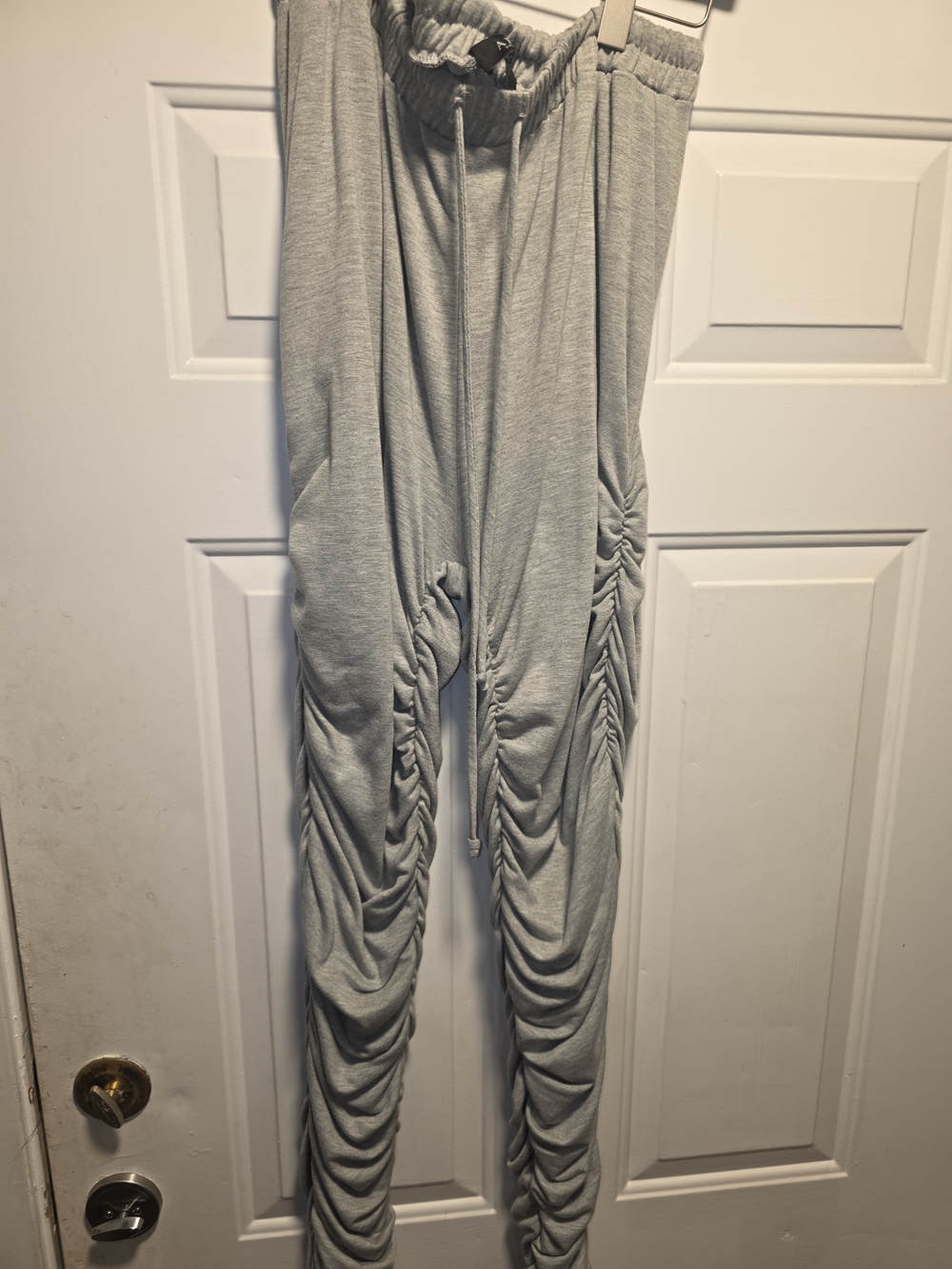 AKIRA Light Gray Ruched Jogger Pants with Drawstring Waist